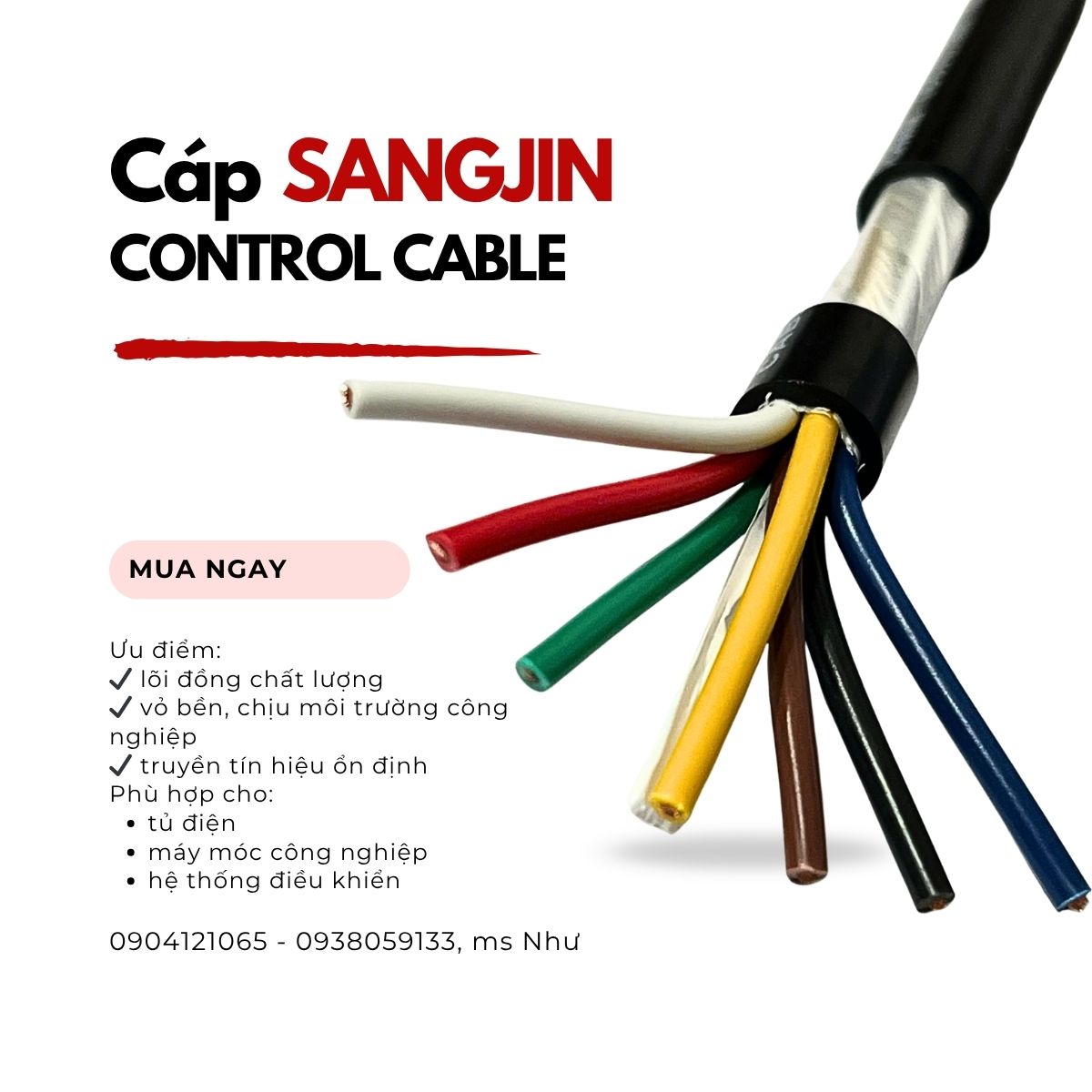 Combo cáp điều khiển Sangjin và ống ruột gà lõi thép giá cực rẻ